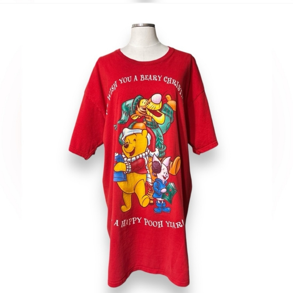DISNEY Winnie The Pooh Holiday Sleep Shirt VINTAGE - Picture 2 of 8